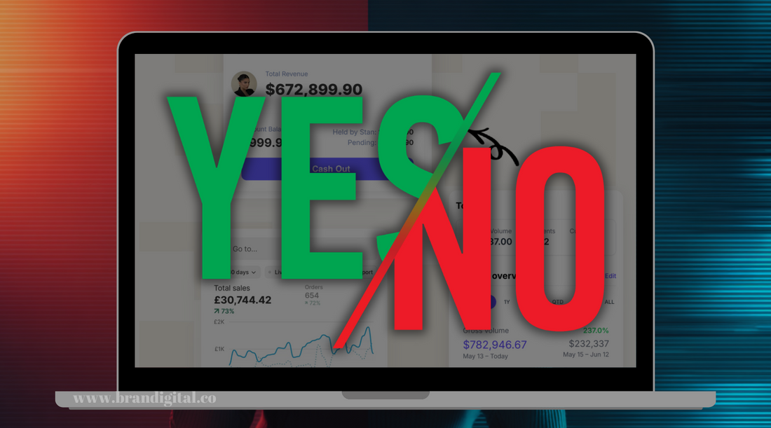 Fake dashboard screenshots overlaid on a branded background with a red “FAKE” stamp, highlighting the growing trend of fabricated income claims in online business.