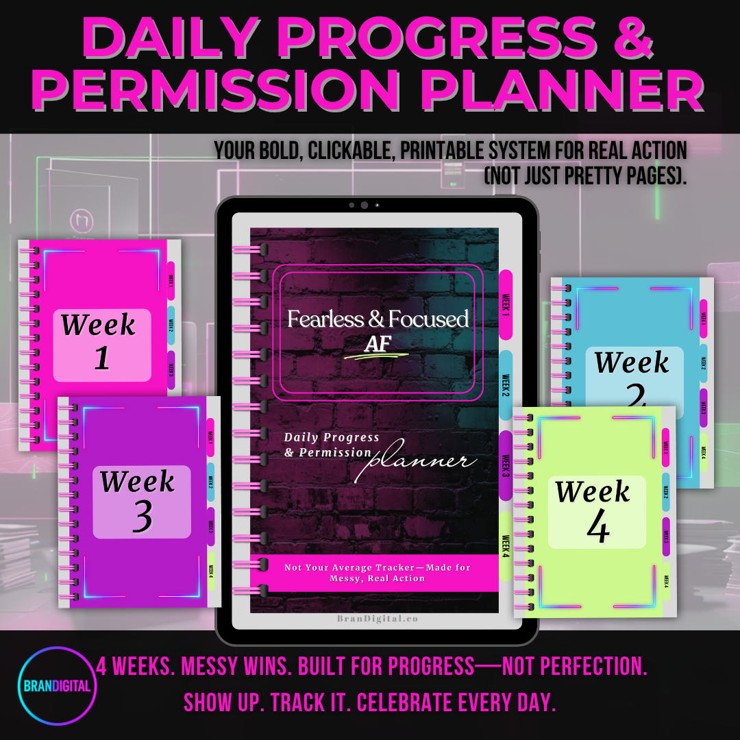 Fearless & Focused AF Daily Progress & Permission Planner (Digital, Hyperlinked, Printable)