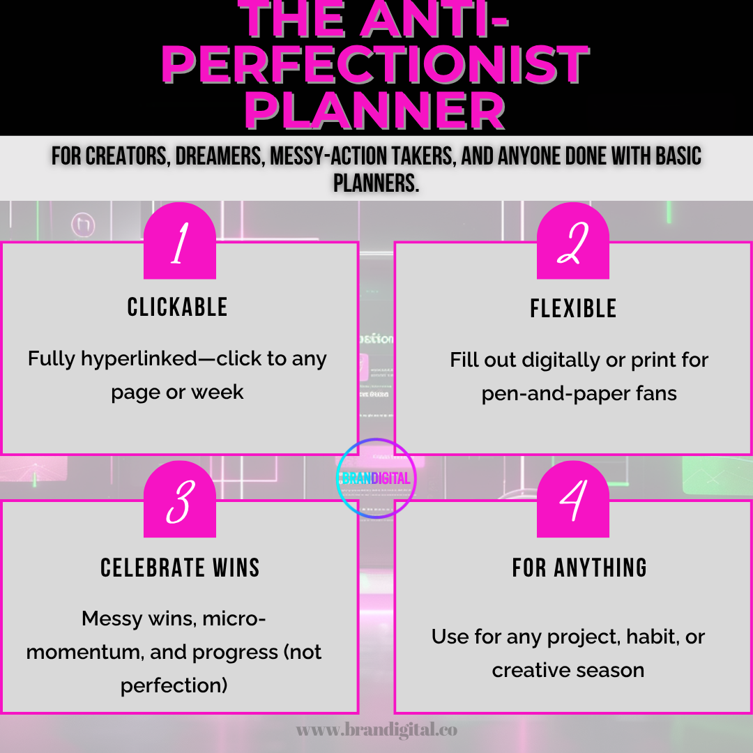 Fearless & Focused AF Daily Progress & Permission Planner (Digital, Hyperlinked, Printable)