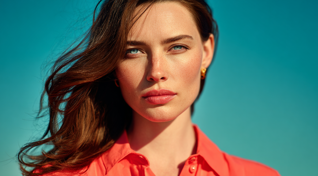 Confident woman walking forward in bold tropical sunlight with saturated colours, symbolising clarity, momentum, and creating a sellable digital offer.