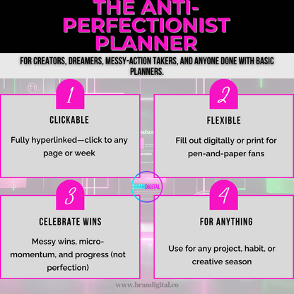 Fearless & Focused AF Daily Progress & Permission Planner (Digital, Hyperlinked, Printable)